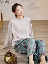 オリジナルデザインの感あるラウンドネック秋用カジュアルTシャツ【コットン・バイカラー・ゆったりフィット】