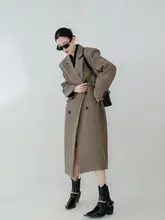 BYLU レトロチェック柄ロングジャケット【女性用・ルーズフィット・厚手】