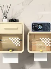 壁掛け防水トイレットペーパーホルダー【穴あけ不要・収納ラック・トイレ用】