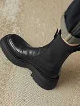 真皮マーチンブーツ【秋冬用・中筒・厚底・英国風・ショートブーツ】