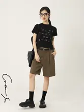 Tシャツ レディース 半袖 クルーネック ブラック レタープリント 着痩せ 夏 「CRUCREAMSU」