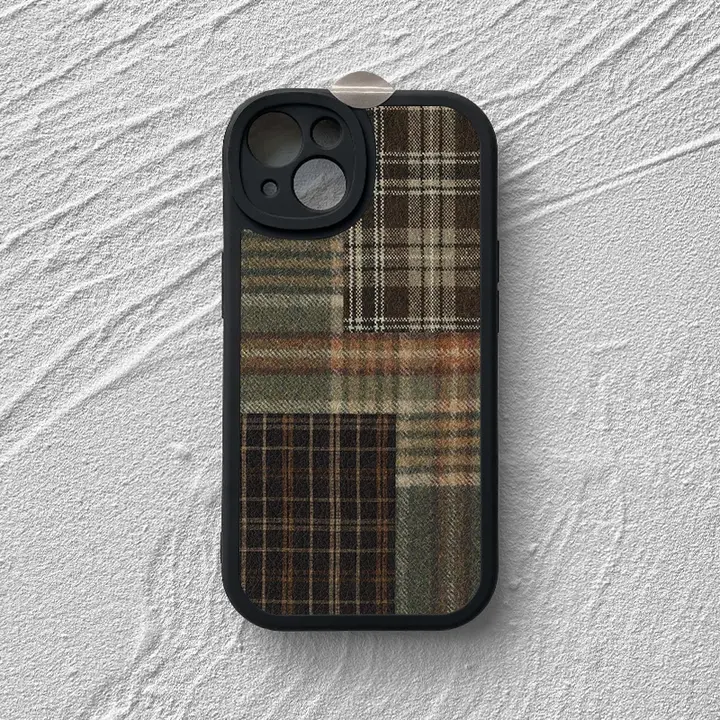 iPhone用ケース【レトロアート・全包み・チェック柄】（セットアップ対応）