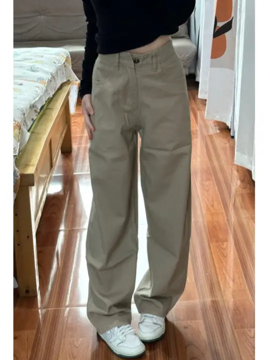 高身長向けカシュクールハイウエストデニムパンツ【裏起毛・ストレート・ゆったりフィット】（セットアップ対応）