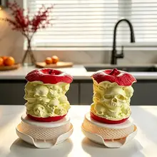 ユニークなリンゴ型ハンドルの鍋ブラシ【多機能・キッチン用・傷をつけないクリーナー】