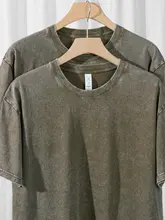 半袖Tシャツ  メンズ 綿100% カーキ ウォッシュド ヴィンテージ加工 厚手 アメカジ 夏
