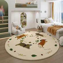 ラグ マット 円形 キャラクター柄 可愛い 水洗い不要 拭き取り簡単 防水 防汚 キッズ 男の子 女の子 子供部屋 寝室 ベッドサイド