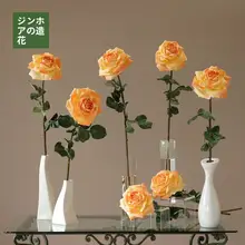 高級感ある大輪の造花バラ【ローズレッド・グリーン・単枝】