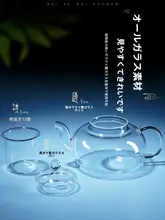 高耐熱ガラス製茶器セット【茶こし付き熱湯用ティーポット・カップ2個】