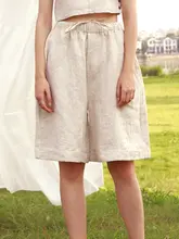リネン調のひざ上丈ラフショートパンツ【ウェア・通気性・夏用】