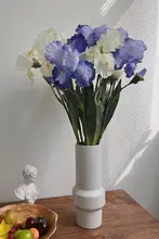 高級感あるアイリスの造花ブーケ【インテリア装飾用・花瓶付き】