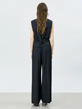 職業向けの気質のベストとワイドパンツ【女性用・秋のコーディネート】（セットアップ対応）