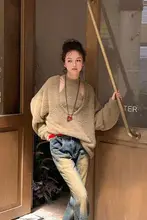 パール風の柔らかニットセーター【秋冬用・ルーズフィット・スタイル】