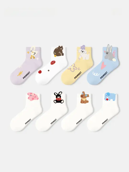 可愛いカートゥーンデザインのレディース薄手ショートソックス【夏用・浅口タイプ】