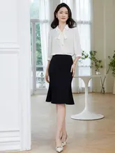 夏用ビジネスセットアップ【高級感あるゆったりしたシフォンブラウス・面接対応・二部構成】（セットアップ対応）