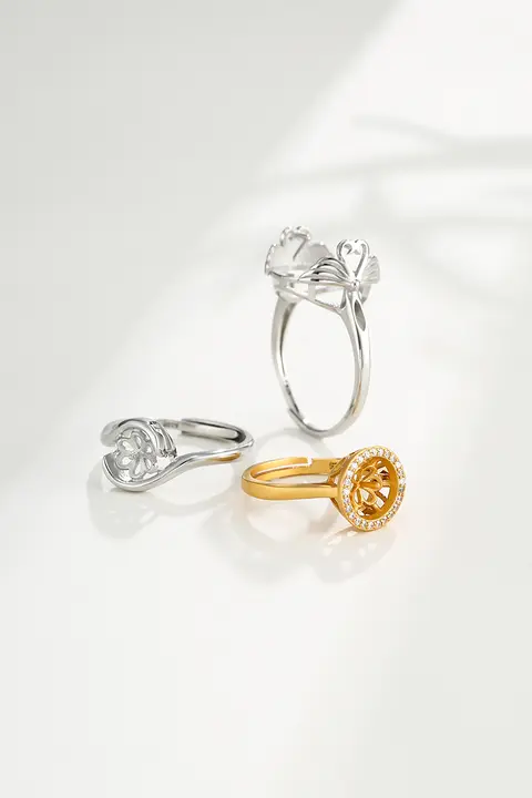 925純銀製DIY用リング托【蜜ろう・琥珀・トルコ石・パール用】