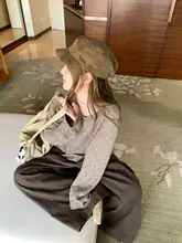 感あふれるヴィンテージ風ワイドレッグパンツ【女性用・ルーズフィット・カジュアル】