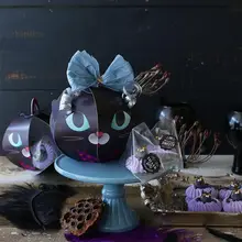 ハロウィン用パッケージ！おしゃれな黒猫デザインのクッキー・キャンディボックス【持ち手付き・菓子包装】