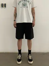 夏用アメリカンレトロスタイルのダブルプリーツショートパンツ【男女兼用・フィット・カジュアル】