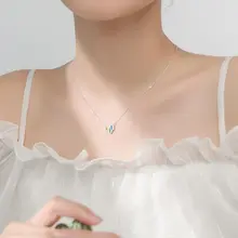 S925シルバー製 カラフルなハートペンダントネックレス【可愛い虹色デザイン・キュートな雰囲気】