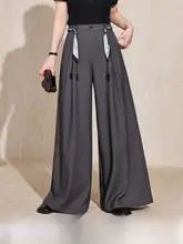 上品なデザインの大きいサイズレディースストレートパンツ【ゆったりとしたフィット・秋用・体型カバー】（セットアップ対応）