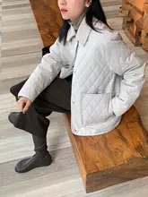 軽量ダイヤ柄キルティングコート【3M新雪麗・バイカラー・ゆったりシルエット】