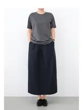 極簡デザインの晒し布 半身スカート【通勤向け・エレガントな中長丈】