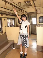 音符刺繍の白いドールカラートップス【夏用・短袖・レディース】