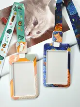 ヴァン・ゴッホ風 猫と犬のデザイン 学生用IDカードケース【シンプル・伸縮式・通学・交通機関用】