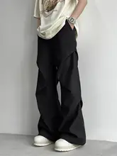 ユニークなプリーツパンツ【アメリカンストリートスタイル・フィット・ワイドレッグ・フレア】（セットアップ対応）