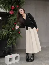 杏白色の百褶スカート【中長丈・ゆったりシルエット】（セットアップ対応）