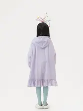 女の子用 夏用 紫色フリルデザインのUVカットカーディガン【ゆったりシルエット】