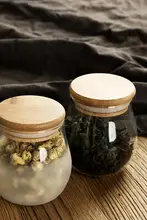 透明ガラス製ミニ茶葉缶【密閉式・家庭用・防湿】