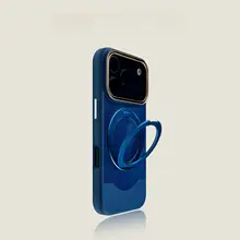 iPhone用 スマホケース【ブルー・360度スタンド・防衝撃・マット仕上げ】