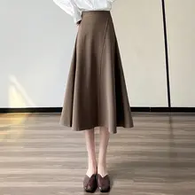 ウエスト高めのフレアスカート【春用・Aライン・ミディ丈・ビジネス向け】