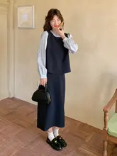 秋の女性向け高級感漂うシャツとスカートの2点セット（セットアップ対応）