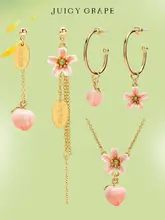 可愛い水蜜桃デザインのネックレス・ブレスレット・イヤリング（セットアップ対応）