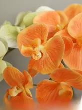 高級感のあるフラワーベース付き 胡蝶蘭造花【リビングや玄関の装飾に最適】