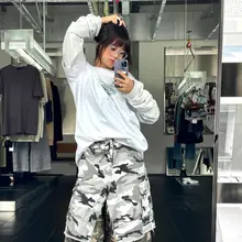 PANQ アメリカンレトロ風プリント長袖Tシャツ【ユニセックス・カジュアル・レイヤード風】