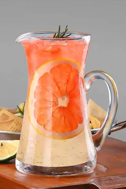700ml大容量 ガラス製 フルーツティーカップ【持ち手付き・冷飲対応・厚手】