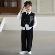 新中式男児用礼服【刺繍デザイン・春夏向け・合唱演出用】（セットアップ対応）