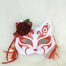 ハロウィンマスク 半面 蛍の森発光 猫少女風 日本風ダンス用狐の仮面