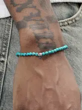 GRGR 天然ターコイズ メンズブレスレット【ハンドメイド・スカルビーズ・トレンド】