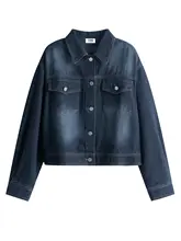 深い青色デニムジャケット【秋用・ショート丈・女性用】