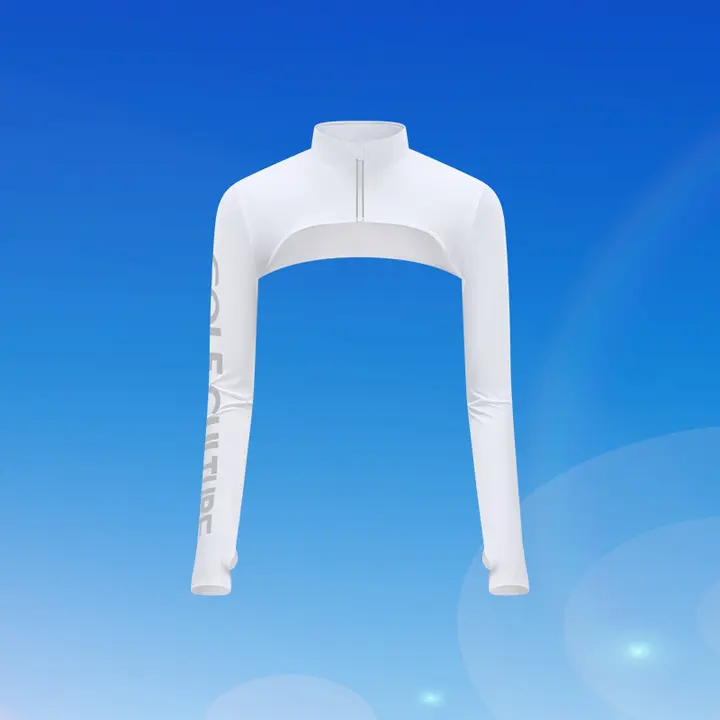 ゴルフ用 レディースアイスシルク紫外線カット長袖シャツ【快適なアウトドア用・肩保護・一体型】