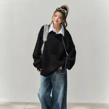 シャツカラー付きツイストニットセーター【女性用・秋冬・スタイル】（セットアップ対応）