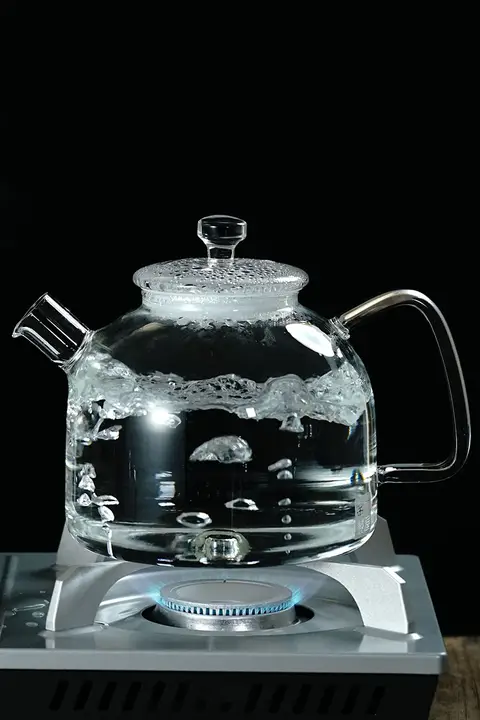 耐熱高硼珪酸ガラス製 直火用ティーポット【大容量1800ml・ガスコンロ対応・フルーツ煮込み可】