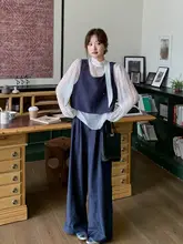 波点デザインのトップスとワイドパンツ【春秋用・フレンチスタイル・小柄向け】（セットアップ対応）