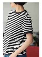 カラーブロックストライプ半袖Tシャツ【ラウンドネック・スタイル・シンプルデザイン】