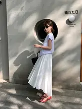不規則なドレープ感のあるフレアスカート【夏用・Aライン・ホワイト】
