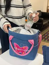 ランチバッグ デニム 保温 大容量 持ち運び便利 通勤 通学 おしゃれ かわいい 弁当袋